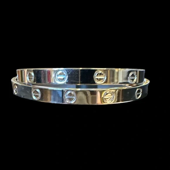 WHAT is Love Titanium Cuff Bracelet - Silver, Gold and Rose Gold 7” Adju… - Picture 6 of 9